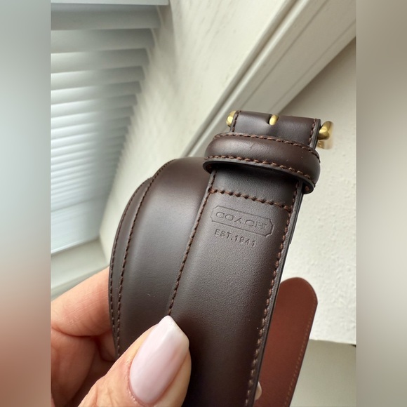 Coach | Men SZ 36 | Brown Leather Belt 6953 Preppy Brass Buckle - Picture 9 of 11